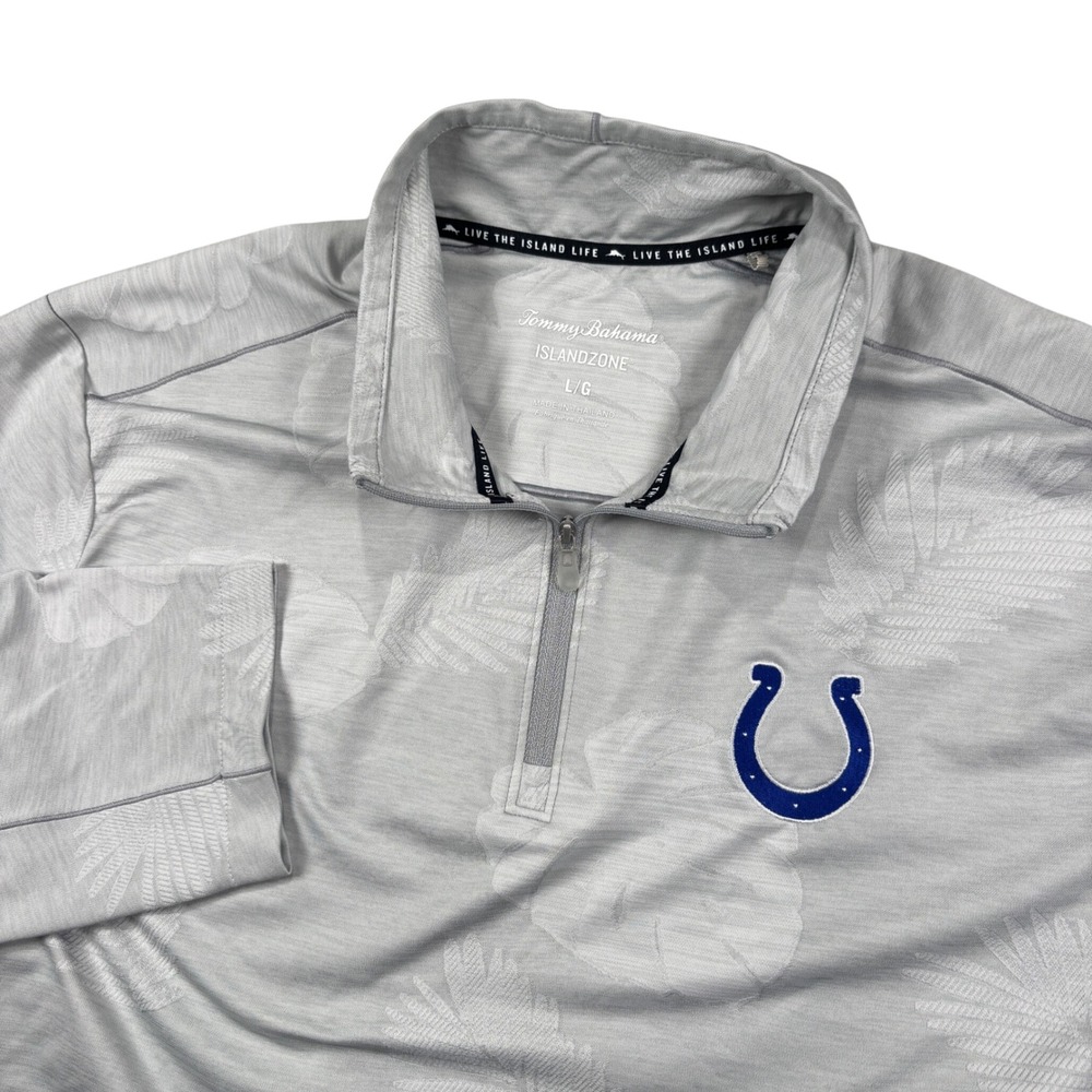Tommy Bahama Pullover Mens Large Gray Indianapolis Colts IslandZone 1/4 Zip